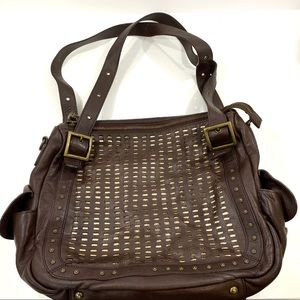 Babee D brown leather purse stud detail